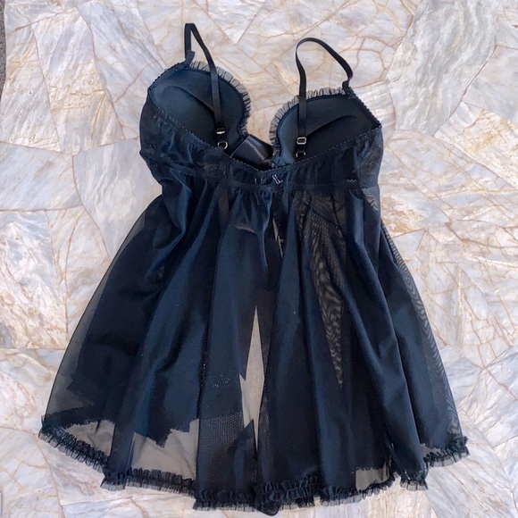 Victoria’s Secret Babydoll 36B Sheer Bling Rhinestones Push Up Sexy Little Thing - Picture 9 of 15